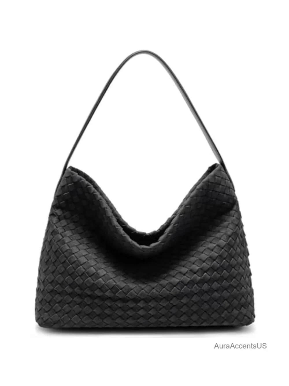 Handwoven Vegan Suede Tote Bag with Pockets for 11